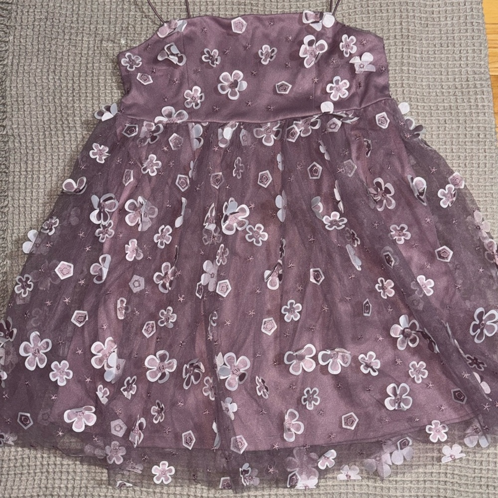 TRIXXI Clothing Company Junior's Floral Mesh Babydoll Dress Lined Size S